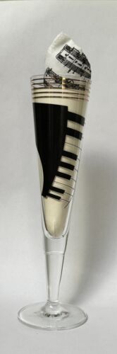 Pretty! Vintage RITZENHOFF Champagne Flute Glass OSCAR TUSQUETS Piano Keys - Picture 1 of 3
