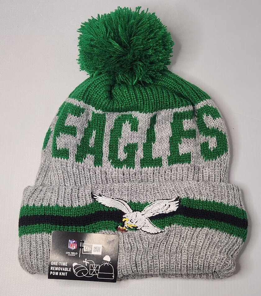 New Era Philadelphia Eagles Knit Removable Pom Beanie Hat OSFA