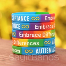 10 of XL Adult Size Infinity Sign Autism Acceptance Silicone Wristband Bracelets