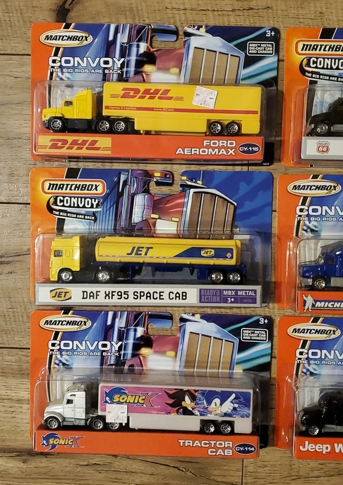 6) Matchbox Convoy Jeep Wrangler Tractor Cab MBX, DHL, Sonic, DHL, JET, Michelin - Image 4 of 4