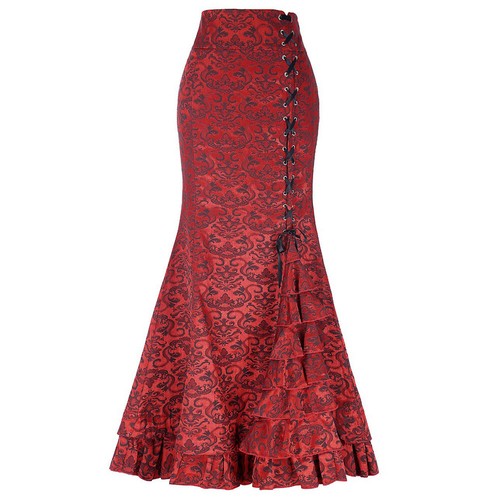 Vintage Women Gothic Long Steampunk Skirt Mermaid Maxi Fishtail Victorian Dress* - Picture 6 of 16
