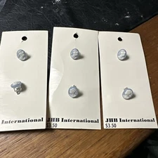 JHB 3/8" CAMEO 6 BLUE WHITE PLASTIC SHANK EARRING JEWELRY CRAFT BUTTONS