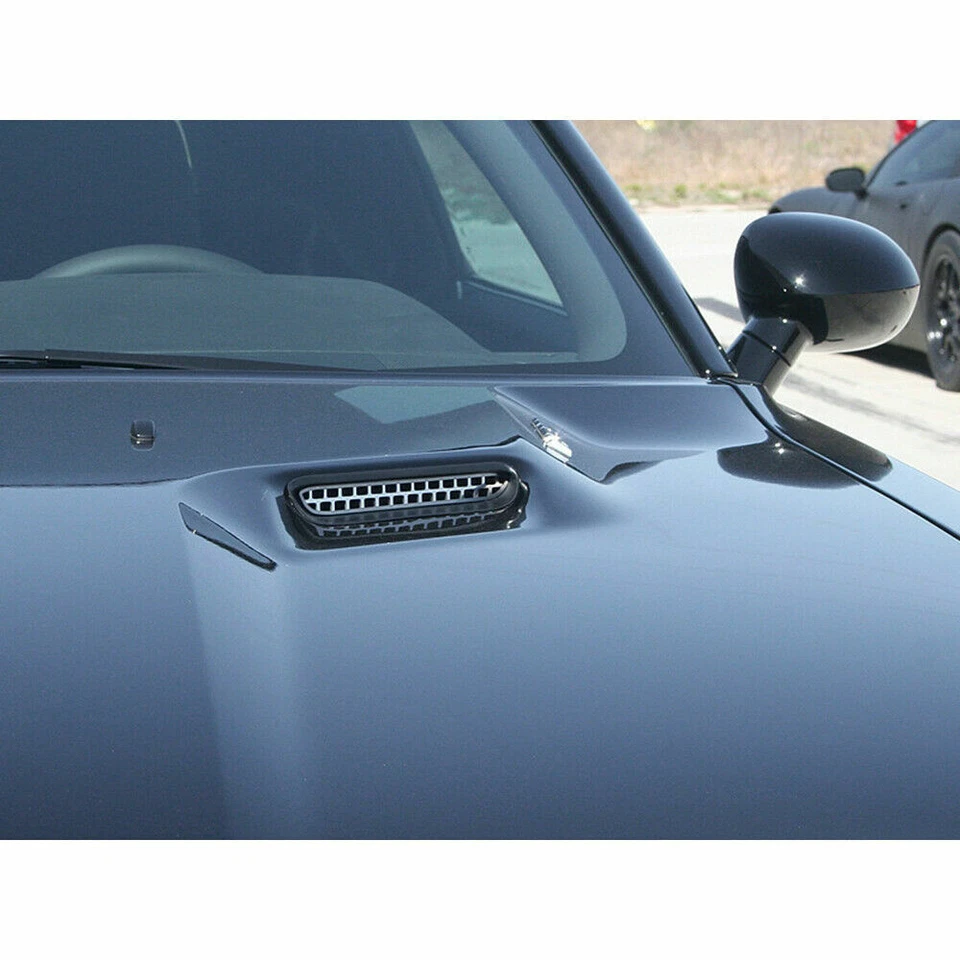 Car Hood Scoop Grille Overlays Intake Vent Cover Trim For 2015+ Dodge Challenger Foto 3 de 4