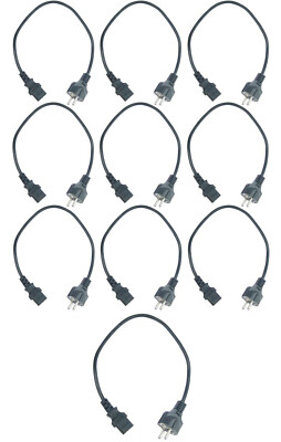 10 x ADAM HALL 50 cm Kaltgerätekabel Netzkabel Schuko 0,5 m Kaltgeräte Kabel C13