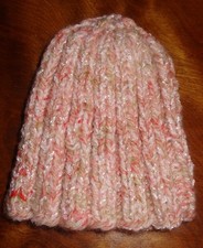Baby Girl Handmade Crochet Knit Hat Pink Coral Size Newborn