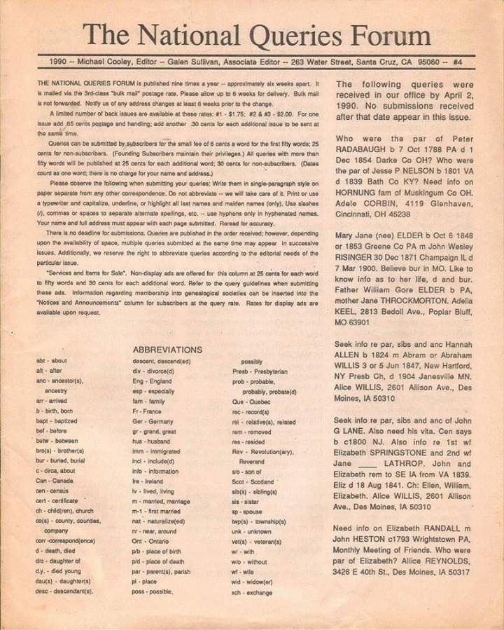 THE NATIONAL QUERIES FORUM 1990 #4 | eBay