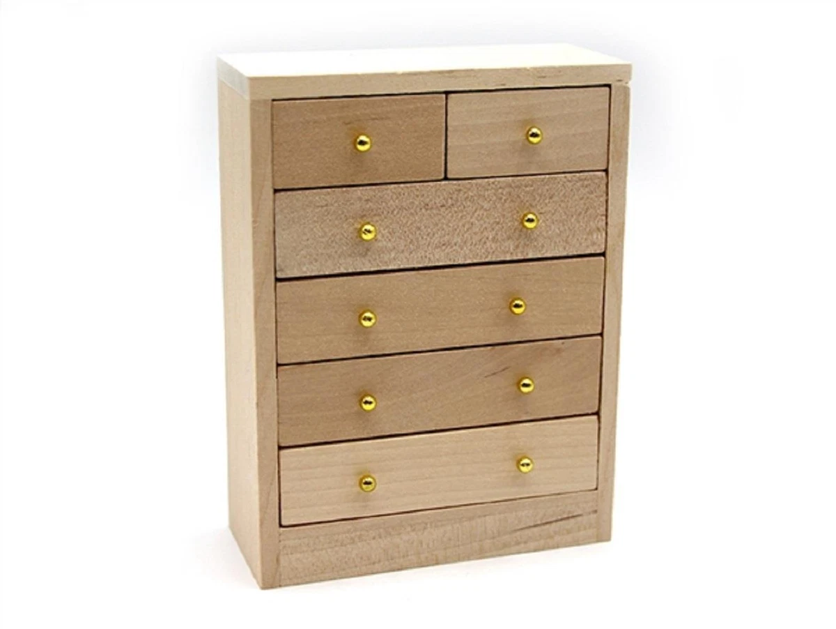 Dolls House Chest of Drawers Modern Unfinished Miniature Bedroom