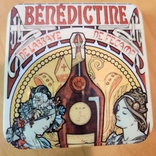 Vintage Italia Benedictine Art Nouveau Coaster Set Made in Italy w/ Box rare