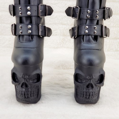 Botas de plataforma Rapture negras mate calavera y huesos de 8" tacón alto EN CASA NY 1052 - Imagen 12 de 12