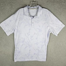 Walter Hagen Polo Shirt Mens Large Purple P11 Floral Short Sleeve Casual Stretch