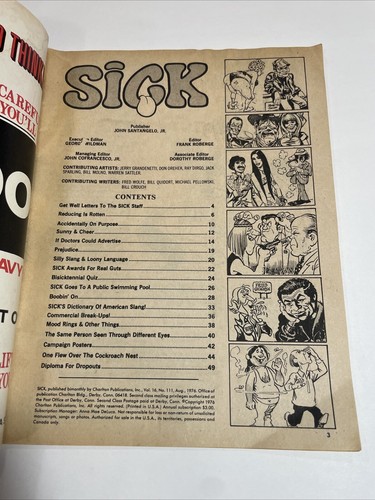 SICK MAGAZINE NO. 111 AUGUST 1976 - NOREM COVER ART - SATIRE - HUMOR - Imagen 3 de 6