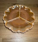 Vintage Fire King Anchor Hocking Peach Lustre Divided serving plate Nibbles 10''
