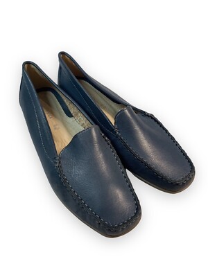 Vera Pelle Papaya Flats Women's Shoes Blue Size 41 (EU) Size 9.5 - EUC