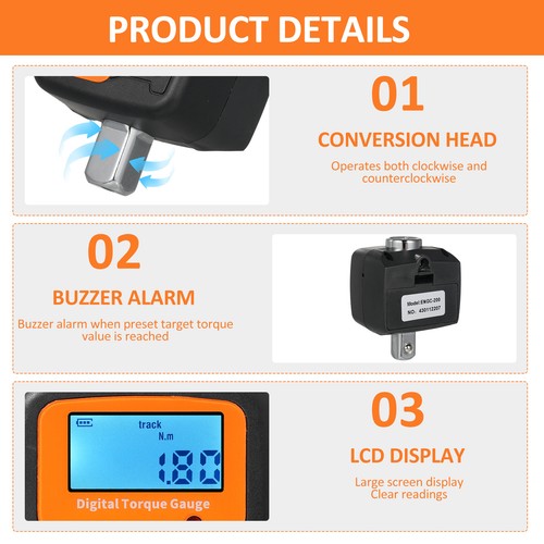 ENGC-200 Digital Display Torque Meter 1/2'' to 1/4'' 1/2'' to 3/8'' M9W0 - Picture 5 of 7