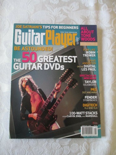 GUITAR PLAYER MAGAZINE - FEBRUARY 2008 - 50 GREATEST DVD's + JOE SATRIANI TIPS