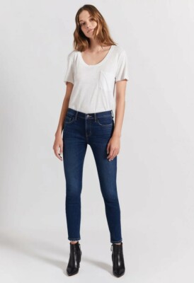 CURRENT ELLIOT JEANS HIGH WAIST STILETTO DARK BLUE 0 CLEAN WOMENS SIZE 34 NWT