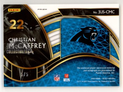 Christian McCaffrey 2020 Panini Select Green Autograph Patch Card