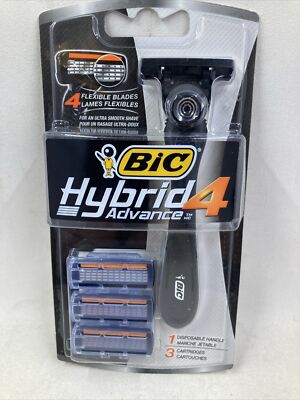 Bic Hybrid 4 Advance Razor Handle with 4 cartridges