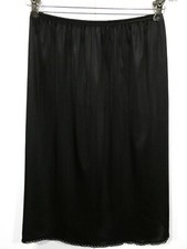 VTG Vassarette Silky  Smooth Nylon Lace Trim Black 24" Slit Half Slip Size M