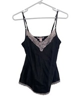 Vintage Victoria Secret Silk Cami Top Women's Size Small Black/Pink Sleeveless