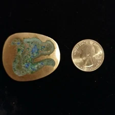 Vintage 9g 925 Sterling Silver Mexico texture Inlay Turquoise? brooch or pendant