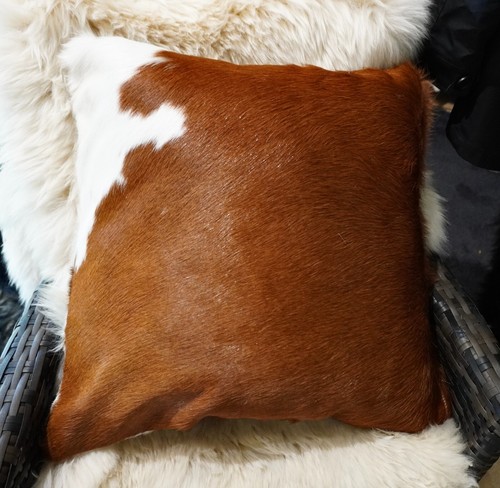 Cowhide Cushion -A Hereford Red & White 50CM Sq Cushion Cover - Country Style - Picture 2 of 7