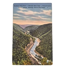 Postcard Southern Point View Harrison State Park Train In Gorge Chrome Unposted