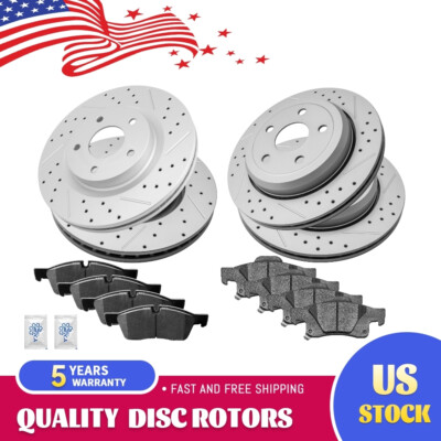 Front Rear Ceramic Pad + Disc Brake Rotor For Dodge Durango Jeep Grand Cherokee