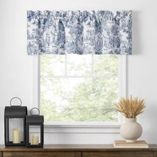 Victoria Park Toile Tailored Valence Window Curtain, Blue