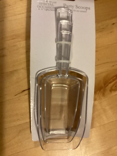BNIB 2 x Pack of 3 Clear Plastic Party Scoops - Candy Table - Wedding Communion - Picture 2 of 4