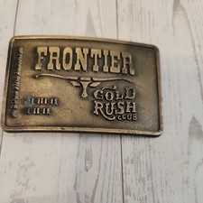 VINTAGE FRONTIER GOLD RUSH CLUB BELT BUCKLE - Closed Casino Las Vegas Gambling