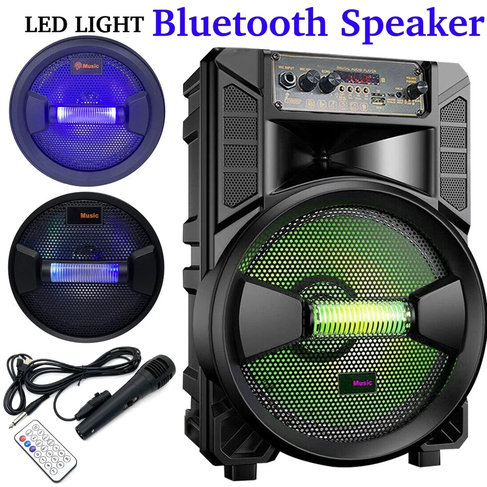 1000 W Tragbarer Bluetooth Lautsprecher 8" Tieftöner Schwerer Bass Soundsystem Party + Fernbedienung - Bild 4 von 4