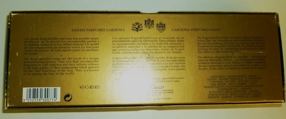 ROGER & GALLET Coffret vintage 3 savons x 150 g Gardénia NEUF NEW Rarissime/VHTF - Photo 4/4