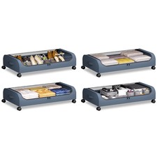 Under Bed Storage with Wheels, 4 Pack Curved Under Bed Storage Containers, 60...
