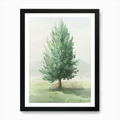 Cypress Tree Atmospheric Watercolou Framed Wall Art Poster Canvas Print Picture