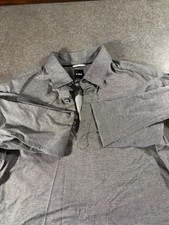 BOSS Hugo Boss Casual Fit Long Sleeve Polo Shirt Men  s L Gray Cotton