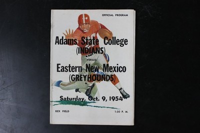 Adams State vs Eastern New Mexico Football Program Oct 1954 Vintage