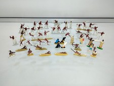 RARE 30 Vtg German Flat Lead Figures Native American Camp 9 Unseparated Strips