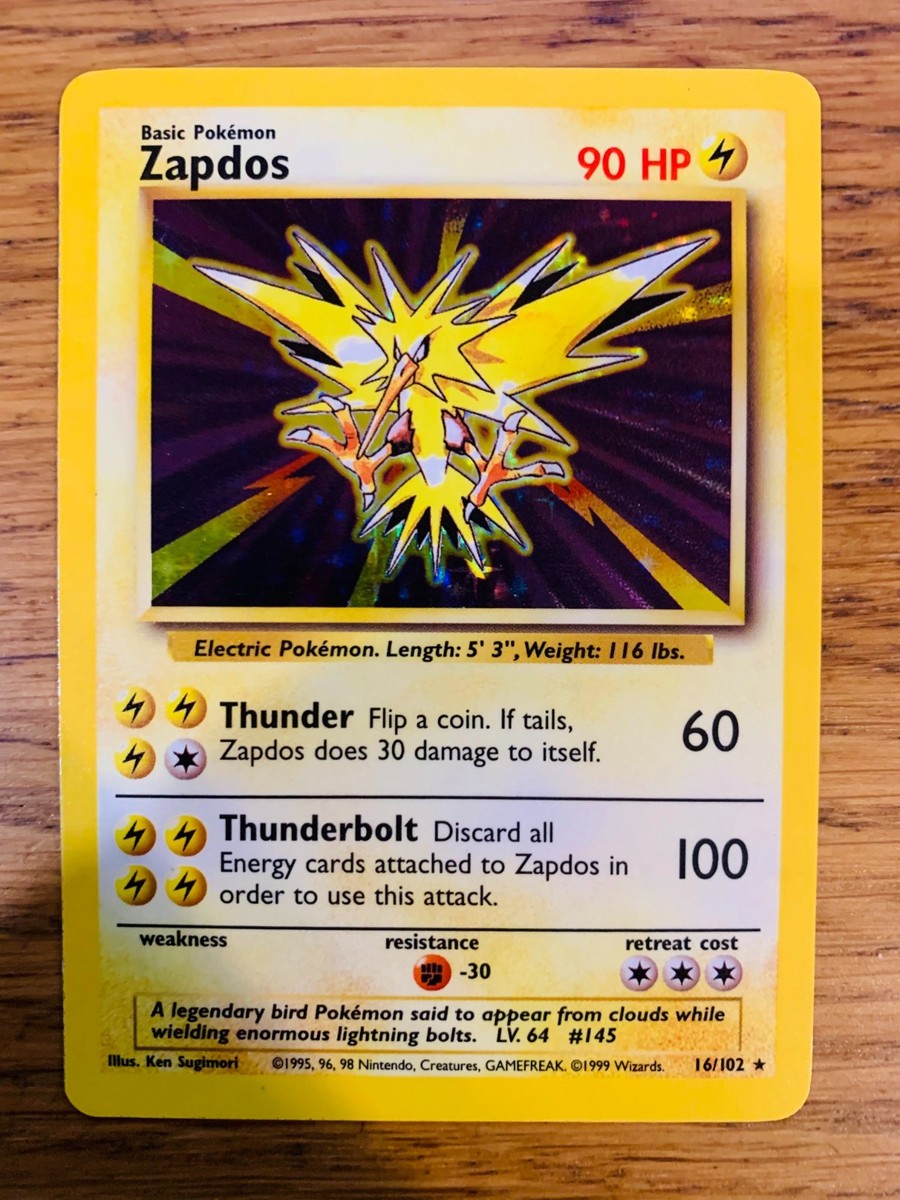 zapdos basic pokemon card value - Base Set - your opponents Active Pokemon is now Paralyzed Zapdos [Shadowless] #16 Prices |