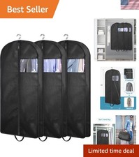 Luxury 43" Breathable Suit Bags - 3 Pack Hanging Garment Covers with Zipper