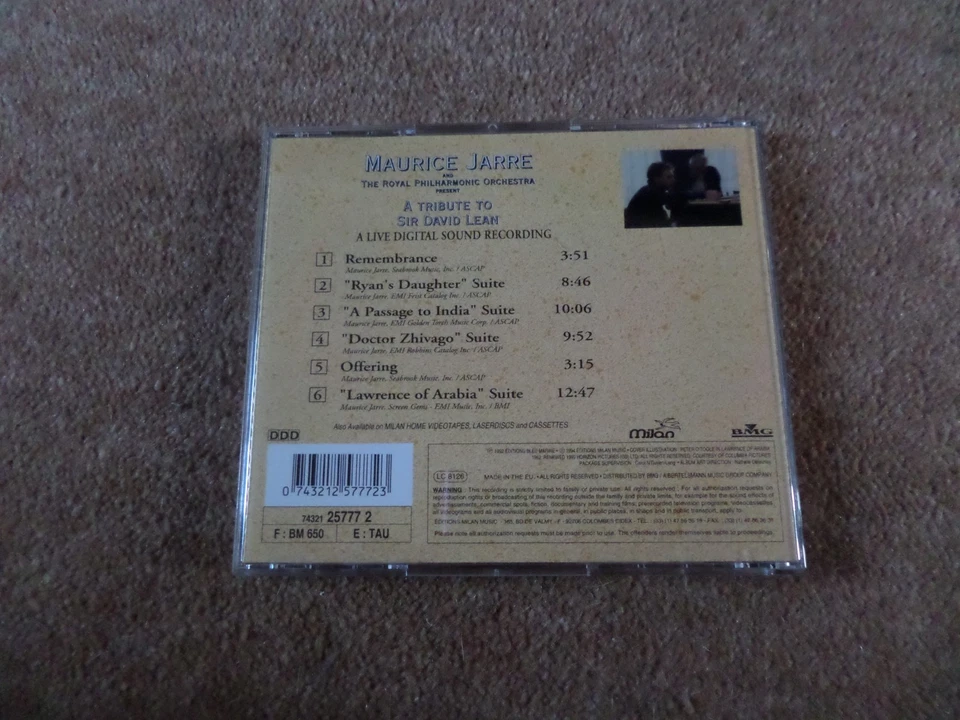 CD ALBUM - MAURICE JARRE / RPO - A TRIBUTE TO SIR DAVID LEAN LAWRENCE OF ARABIA - Image 2 of 2