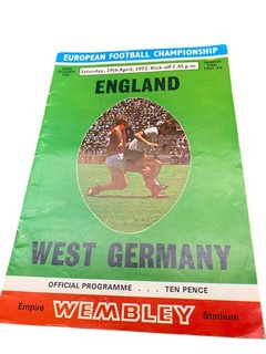 England v West Germany 1972 European Championship Programme Wembley