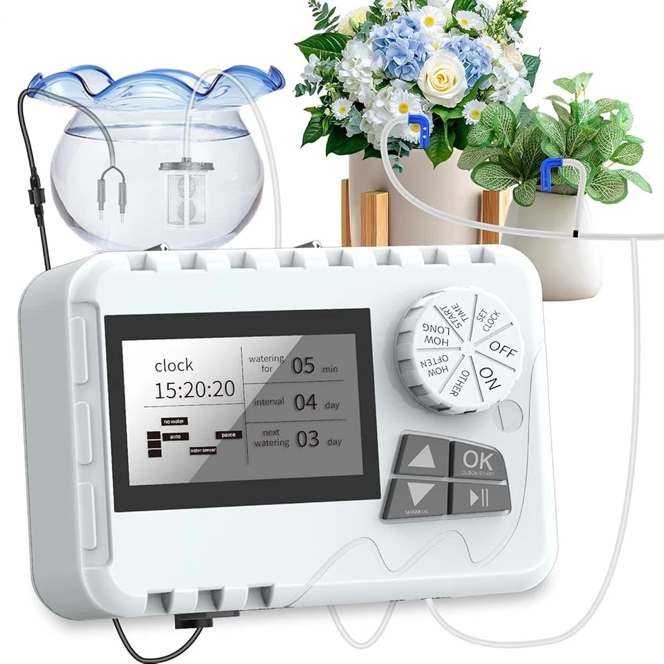 TRJZWA Automatisches Bewässerungssystem 2200 mAh, Tropfschlauch, 15 Tropfspitzen, USB-C