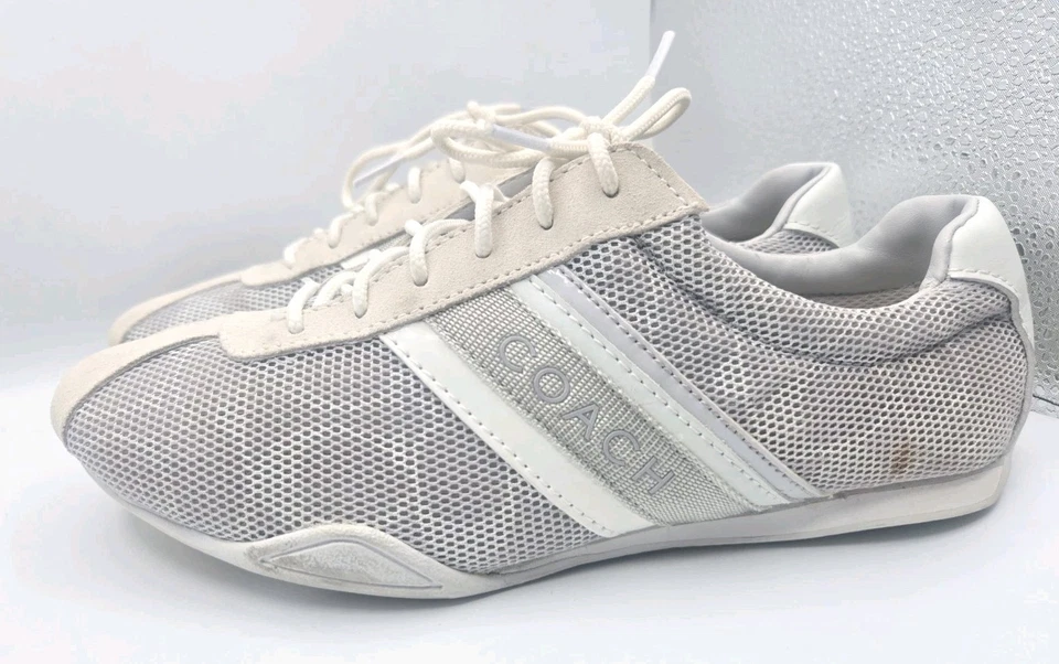 Coach Jayme Zapatos Mujer Talla 8 M Con Cordones Logo Rayas Informales Tenis Gris  Foto 2 de 4