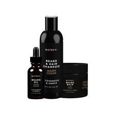 Golden Grooming Beard Bundle XL 8oz Shampoo, 4oz Balm, 2oz Oil - Warm Cedar