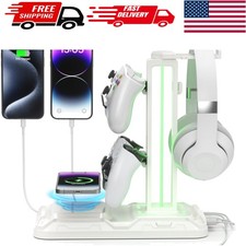 RGB Gaming Headphone Stand with Detachable Controller Holder  Wireless Charging