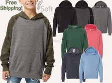 Youth Lightweight Boys  Girls Soft Raglan Hooded Sweatshirt Kids Hoodie XS-XL