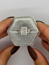 5Ct Radiant Lab Created Diamond Engagement Three-Stone Ring 14K White Gold FN