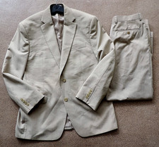 Mens Chaps by ralph lauren beige tan suit coat blazer jacket sz 42R pants 34x28