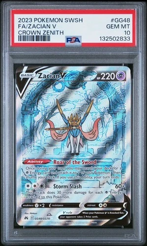 Zacian V GG48/GG70 Crown Zenith: Galarian Gallery Ultra Rare PSA 10